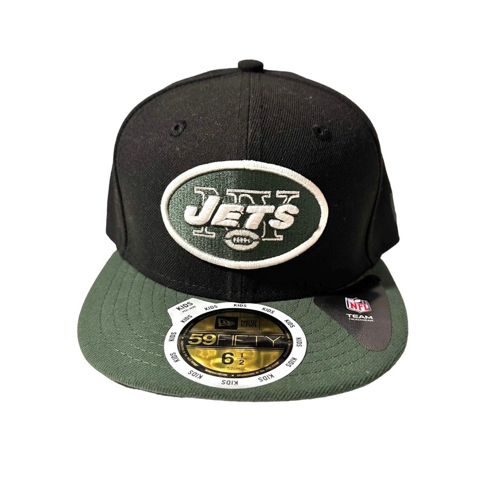 NY Jets Football Hat Kids New Era York 59Fifty Fitted NFL 6 1/2 Black Green NEW